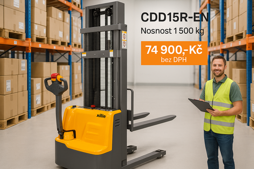 Vysokozdvižný vozík CDD15R-EN pouze za 74 900,-Kč bez DPH